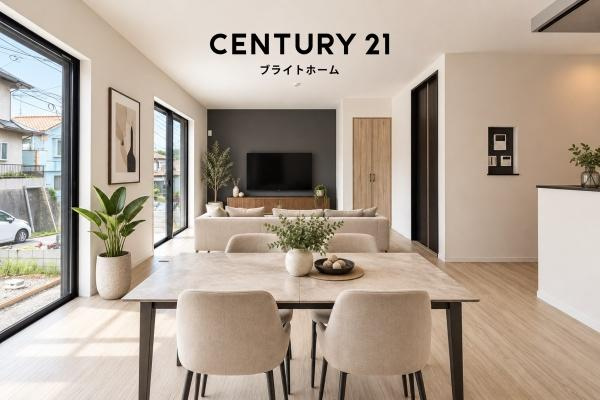 横浜市港南区笹下６丁目の新築一戸建の居間・リビング|自慢したくなるリビング！
形も良く家具の配置にも困りません。
※家具等はCGでの参考レイアウトです。