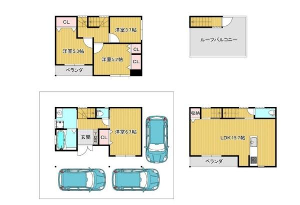 摂津市 別府 ２丁目　中古 一戸建ての間取り