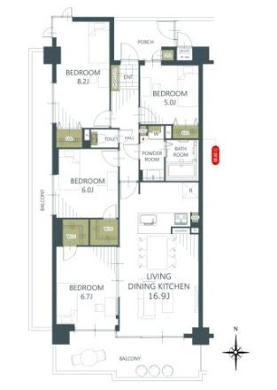 サンロイヤル新田辺アカデミア２号館　中古 マンションの間取り