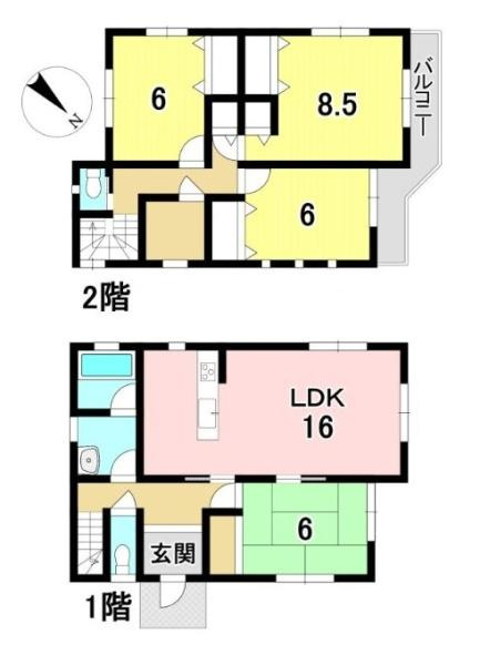 天理市別所町　一戸建の間取り