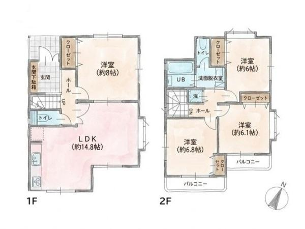 横浜市瀬谷区二ツ橋町の中古一戸建の間取り