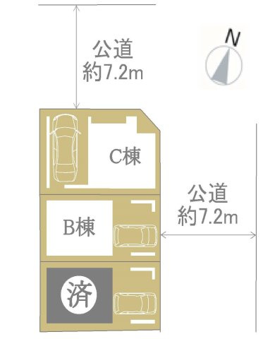 【横浜市磯子区丸山2丁目13-2全3棟新築戸建て】★仲介手数料無料★（滝頭小学校・岡村中学校）の区画図