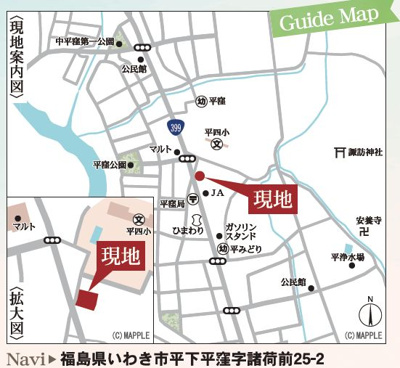 【地図】 | ☆☆新築分譲　いわき市平下平窪３期　長期優良住宅　全３棟－②！！　 | 現地案内図です！平四小徒歩４分！