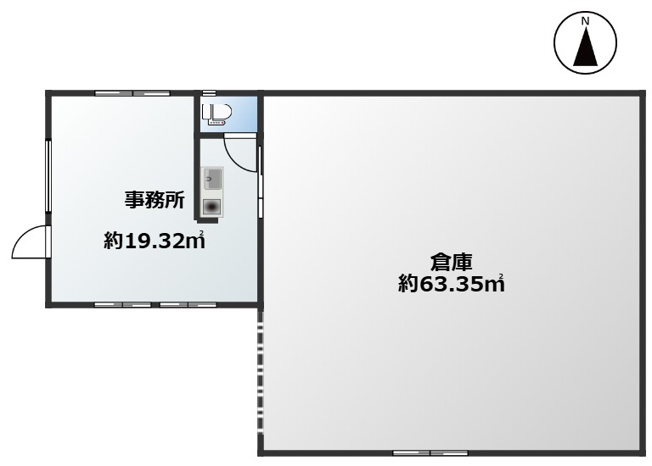 【間取り】 | 長生郡一宮町宮原　店舗付倉庫