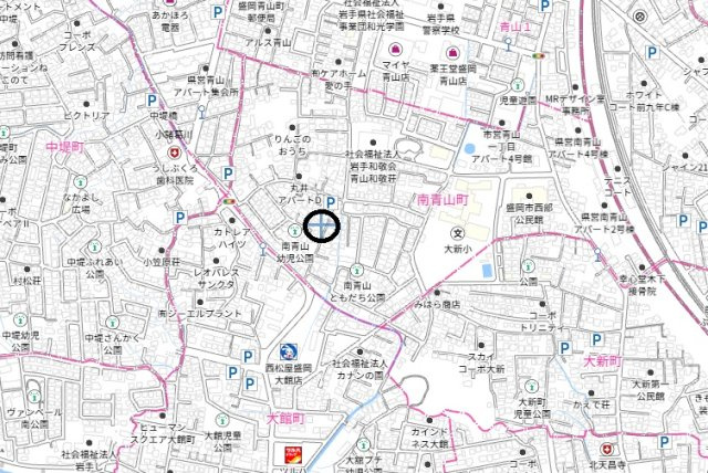 盛岡市南青山町　売地の地図