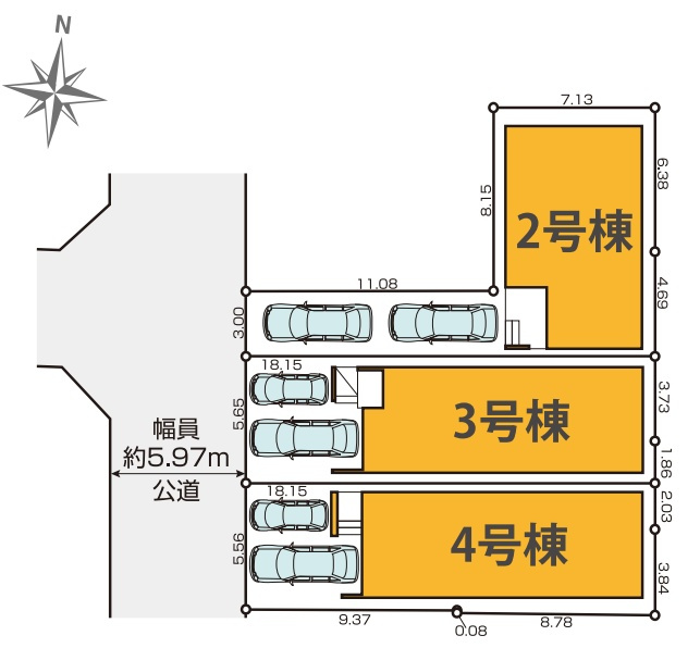 尼崎市稲葉荘　第1期　新築一戸建ての区画図|全3区画