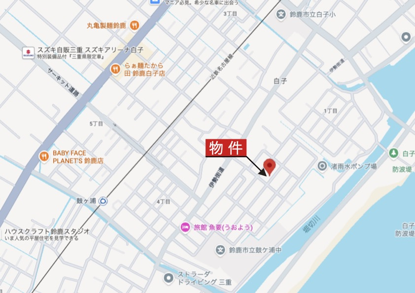 鈴鹿市白子2丁目《1号棟》の地図|広域Map