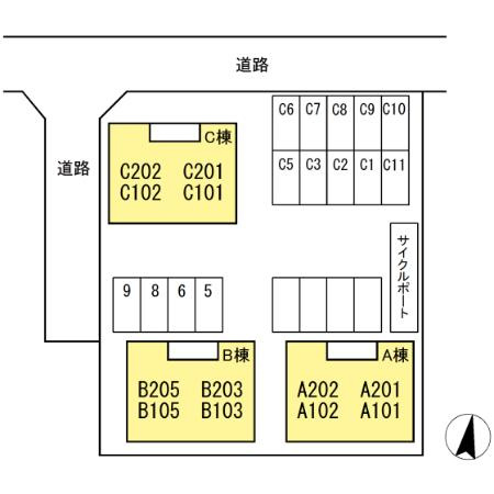 コーポラス西古松B･Cの区画図
