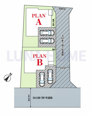 つくば市花畑3丁目　新築戸建　B号棟の区画図