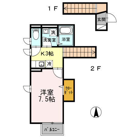 川崎市多摩区宿河原４丁目のアパートの間取り