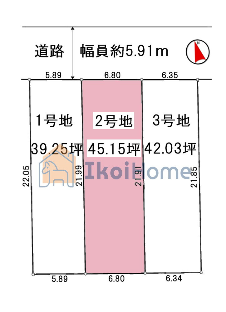 神戸市西区王塚台6丁目　全3区画　2号地　土地の土地図|●年中無休：当日予約可●限定3区画の建築条件付き土地！2号地は敷地面積約45坪ございます！
