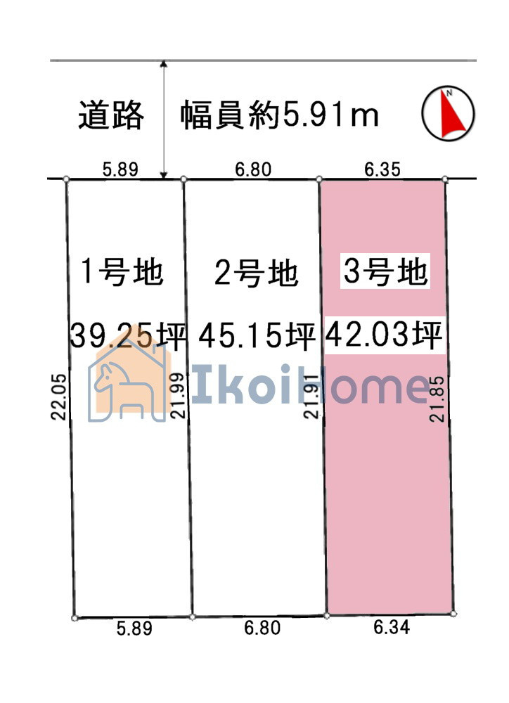 神戸市西区王塚台6丁目　全3区画　2号地　土地の土地図|●年中無休：当日予約可●限定3区画の建築条件付き土地！3号地は敷地面積約42坪ございます！