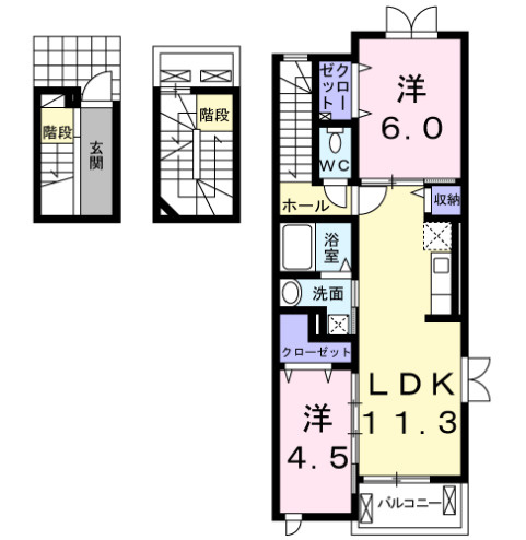 アンソレイユ北原 Ⅱの間取り