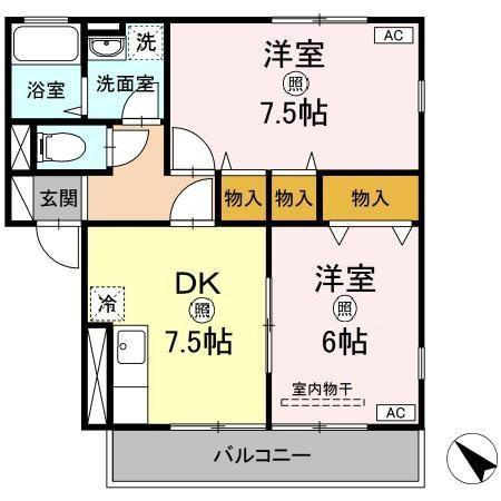 コゥジィーコートの間取り