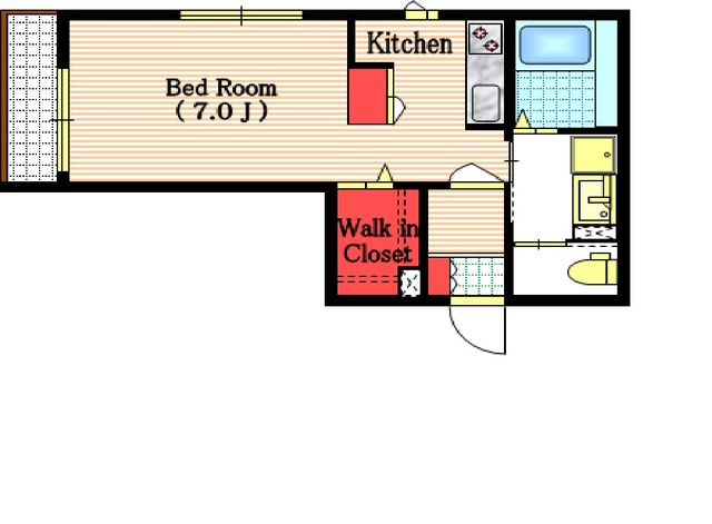 NewSafole淵野辺の間取り|29.25㎡広々とした1Ｋ+ウォークインクローゼット