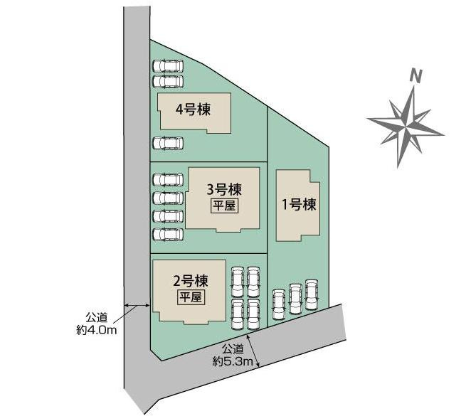 羽生市北2丁目　新築一戸建て　01の区画図|全4棟