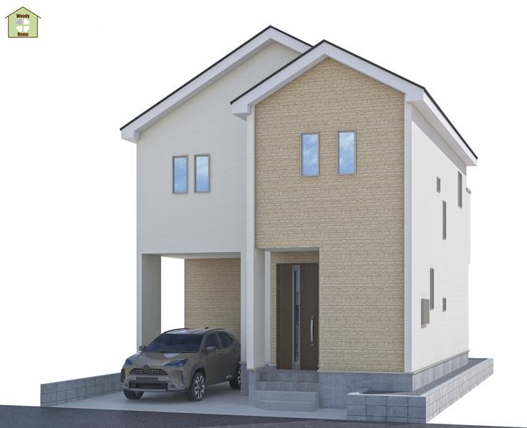 草加市青柳6丁目　新築一戸建ての外観パース|完成予想図