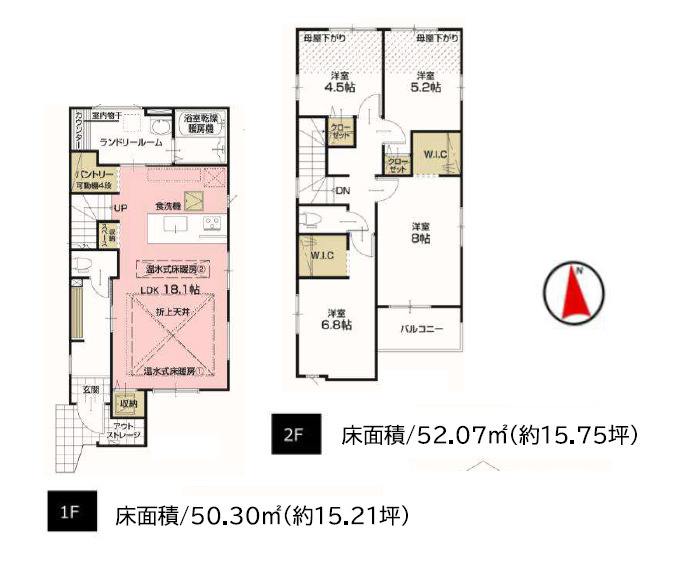 練馬区高松6丁目　始発駅　太陽光×ZEH水準住宅　全5棟の間取り|２号棟　4LDK+WIC　土地面積100.70m2　建物面積101.44m2