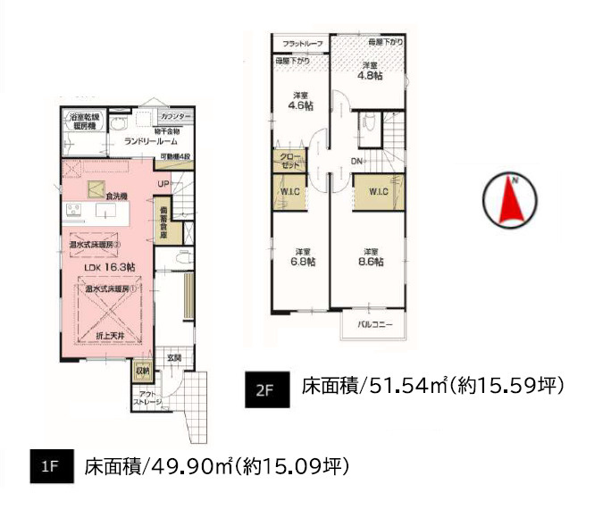 練馬区高松6丁目　始発駅　太陽光×ZEH水準住宅　全5棟の間取り|３号棟　4LDK　土地面積103.97m2　建物面積102.98m2