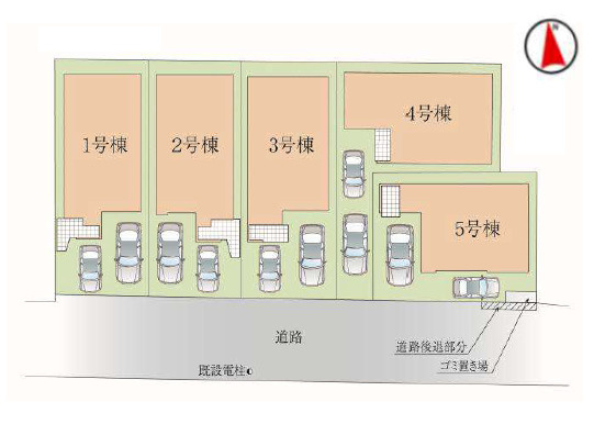 練馬区高松6丁目　始発駅　太陽光×ZEH水準住宅　全5棟の区画図