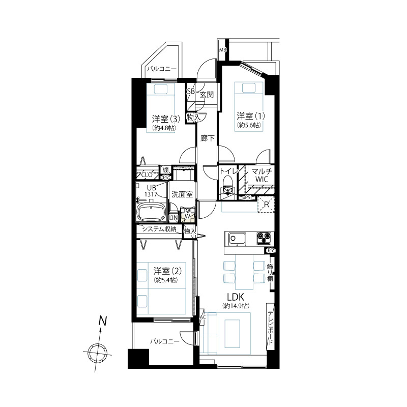 ミサワホームズ三ノ輪の間取り|ミサワホームズ三ノ輪：全居室収納付き３ＬＤＫ家具・エアコン付きリノベーション物件にはアルコーブが付いております！