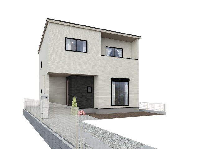 土浦市中央2丁目1期　新築戸建の外観パース|シンプルかつ洗練された外観デザイン。実際の雰囲気は現地や同仕様住宅で確認可能です。
