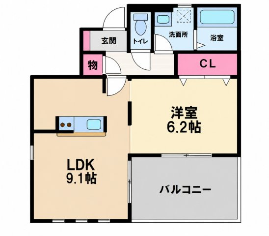 筑紫野市大字原田のアパートの間取り