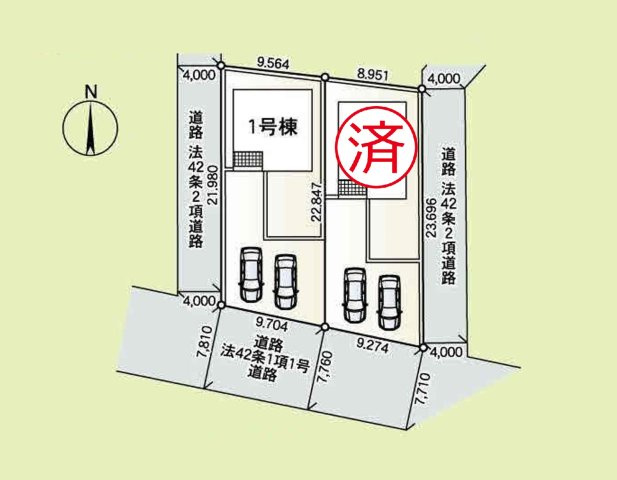 つくば市北条第3　新築戸建　1号棟の区画図