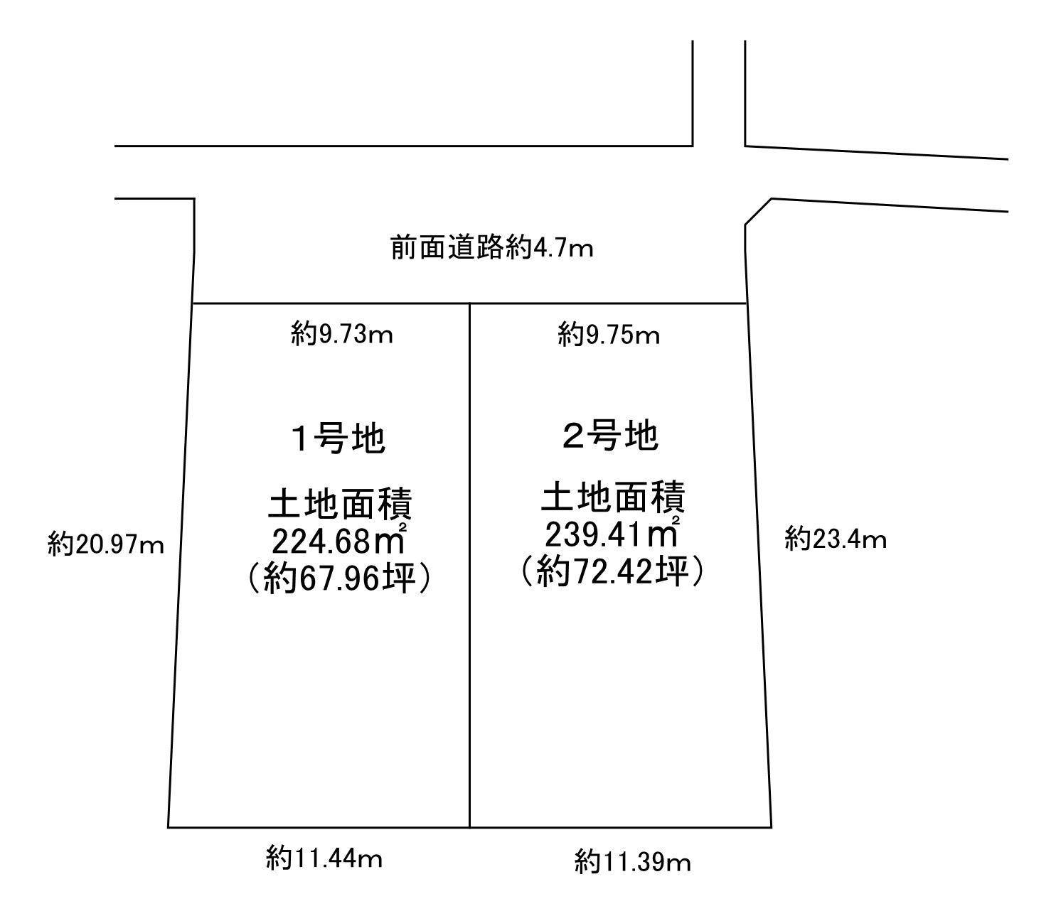 田治米町　売土地　全２区画の土地図|土地面積約６７．９６坪～約７２．４２坪！夢のマイホームを実現してくださいね♪