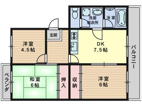 高槻市殿町の賃貸マンションの間取り