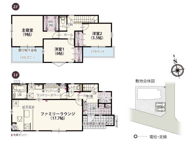 ワイウッドコート加須市久下第7期の間取り|外に干したくないお洗濯物も干せるランドリースペースがついたプラン。雨の日のお洗濯物も溜め込まずに干せ