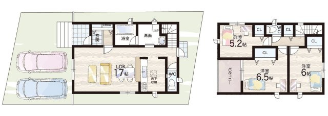 阪南市自然田　第6期　新築一戸建ての間取り|1号地