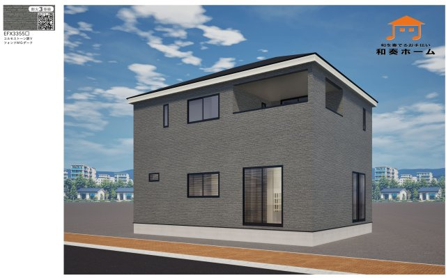 クレイドルガーデン高松市鶴市町第３◇光熱費の負担の軽減が可能なオール電化住宅です！の完成予想図|１号棟完成予想図：スタイリッシュで落ち着いた雰囲気のあるダークグレーの外壁のお家です。ほこり・排気ガス・雨だれなどの日常的な汚れが白系より目立ちにくく、きれいな印象を保ちやすいです。