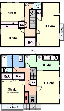 つくば市観音台１丁目の一戸建ての間取り|4LDK♪　12帖LD＋5帖キッチン