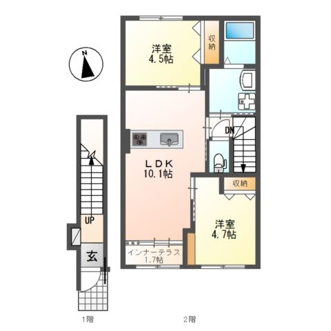レヴメゾン神山弐番館の間取り
