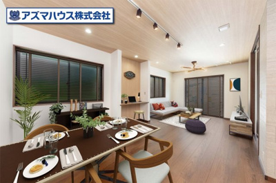 【居間・リビング】 | 堺市北区金岡町　中古戸建 | 南と東の二面採光を確保！暖かい陽光と爽やかな風が吹抜け、心地の良い空間を演出してくれます。※実際の室内写真にCGで家具インテリア等を配置しております。