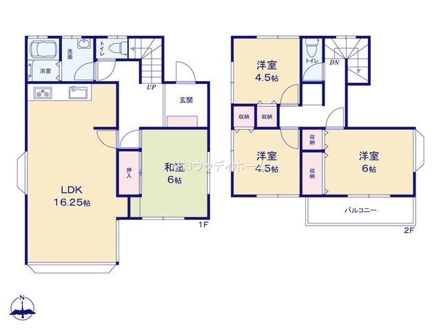 越谷市北川崎　中古一戸建ての間取り
