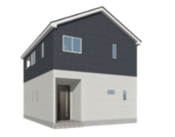土浦市中高津第10　新築戸建の外観パース|外観予想パースです！おしゃれなツートンカラーで外観が街並みに調和しています！完成が楽しみですね♪