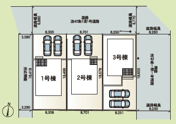 土浦市中高津第10　新築戸建の区画図|敷地161.3㎡の整形地。駐車も余裕があり、暮らしやすい住まいです。