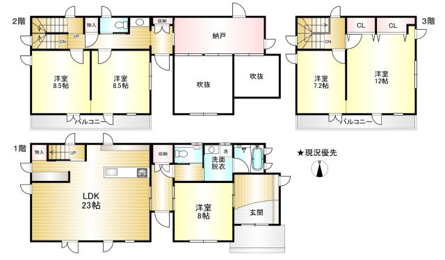 稲里町中央3丁目　中古住宅の間取り