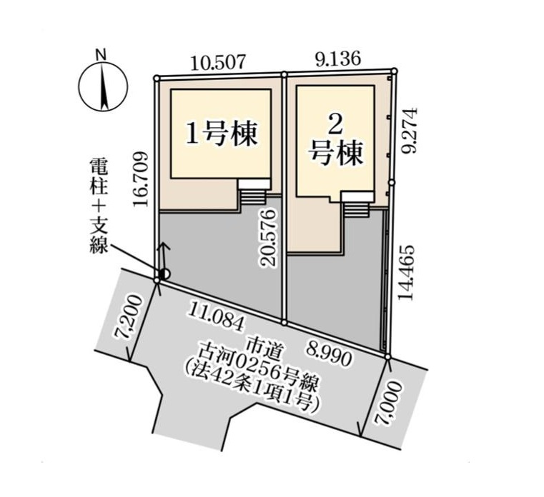 古河市東本町　新築戸建　1号棟の区画図