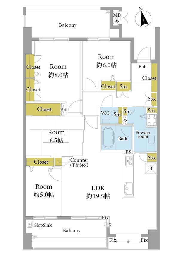 ライオンズマンション大濠パークサイド1403の間取り|間取り