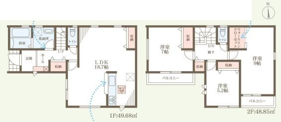 尼崎市水堂町　第3期　新築一戸建ての間取り|1号地