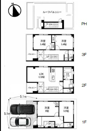 兵庫区小川通中古戸建ての間取り