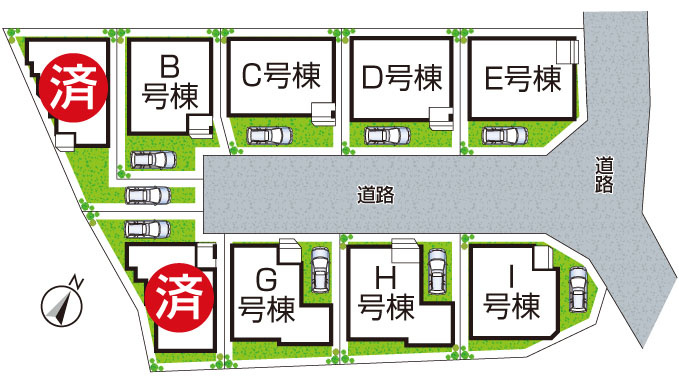 尼崎市田能　新築一戸建ての区画図|全9区画