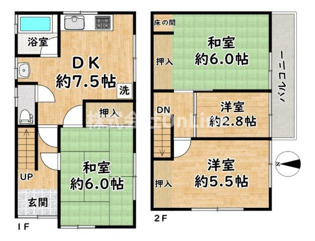 八尾市中田4丁目貸家の間取り