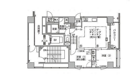 東雲キャナルコートＣＯＤＡＮ１８号棟の間取り|間取りです。