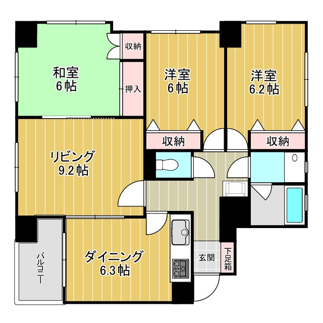 横浜市南区南吉田町２丁目の賃貸マンションの間取り
