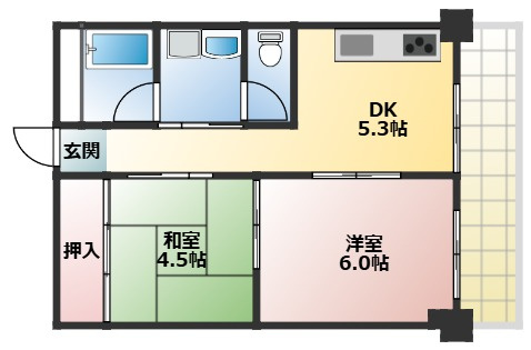 高槻市本町の賃貸マンションの間取り