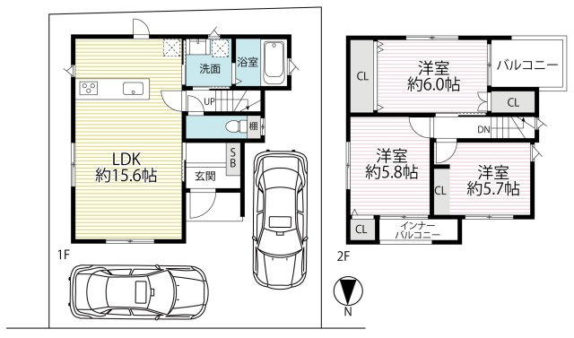 新築戸建が堂々完成☆リビング間接照明☆タッチレス水栓付きシステムキッチン☆伏見区醍醐烏橋町の間取り
